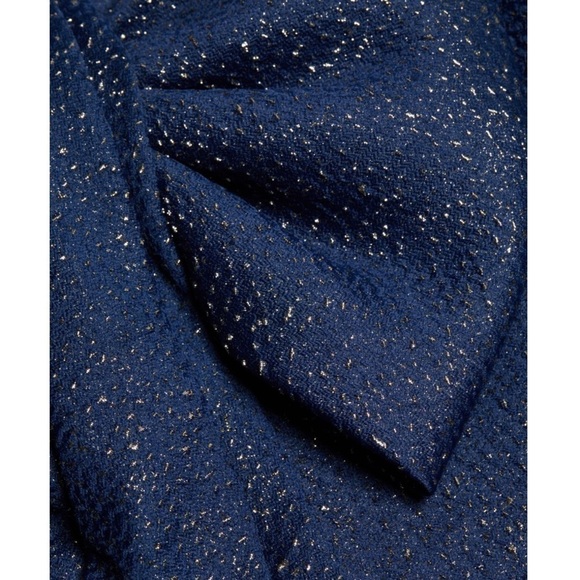 Teri Jon By Rickie Freeman Asymmetric Bow Metallic Sparkle Jacquard Maxi Gown - Picture 11 of 13